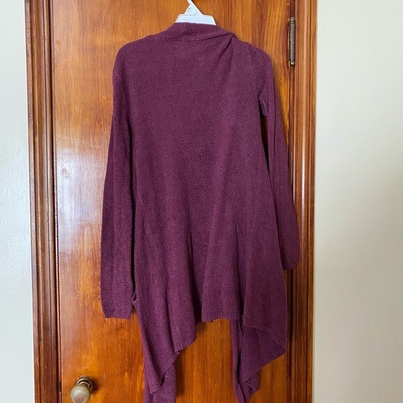 Barefoot Dreams Cardigan Sweater Cozy Chic Lite Plum Purple Open Front Waterfall - Picture 7 of 8